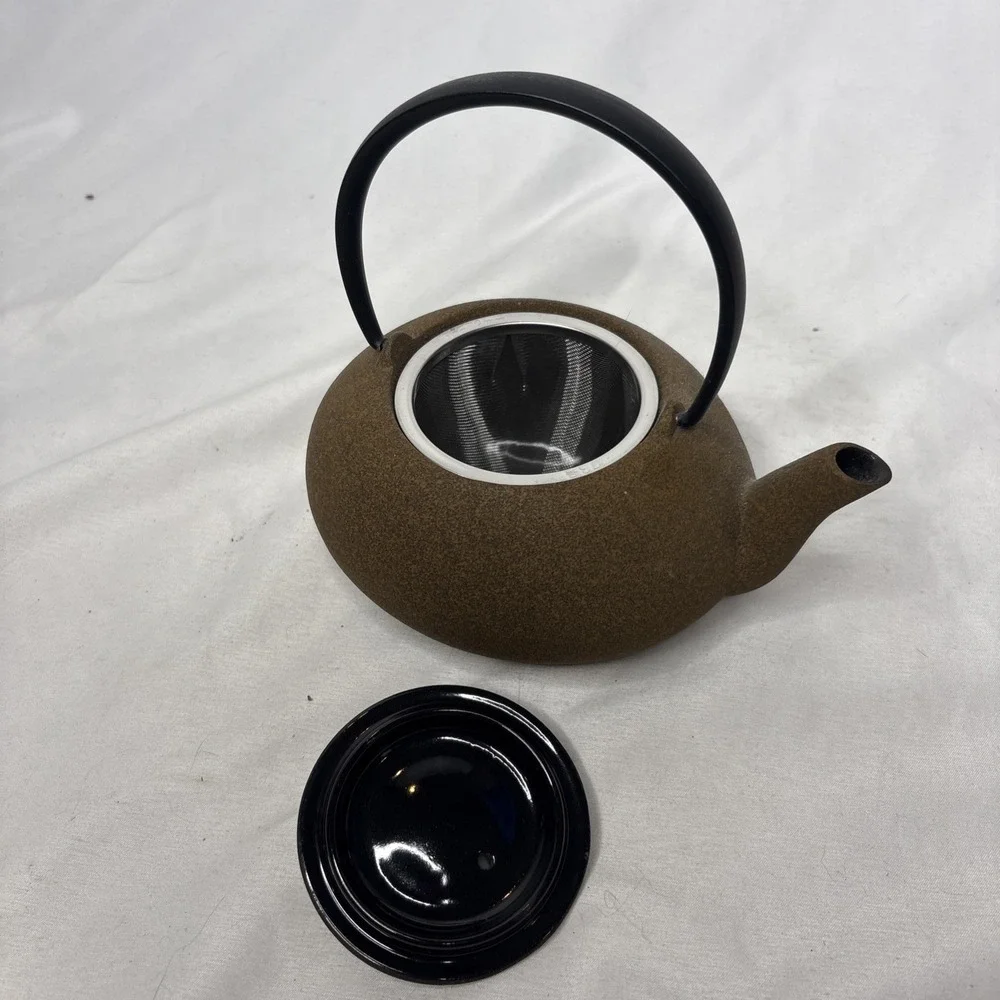 Vtg Japanese Wazuqu Kikuchi Hojudo Cast Iron Teapot Fuku Brown Kyusu